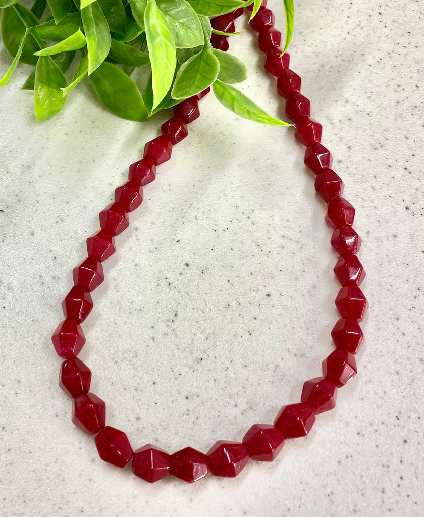 Geometric Red Jade Beads