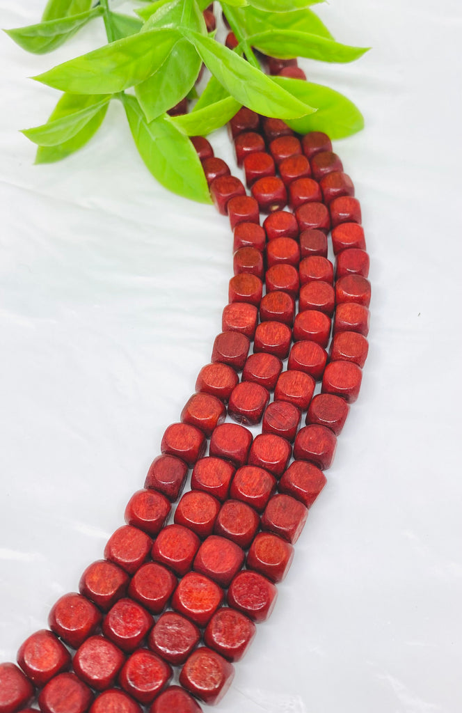 Red Stain Colored Wood Beads