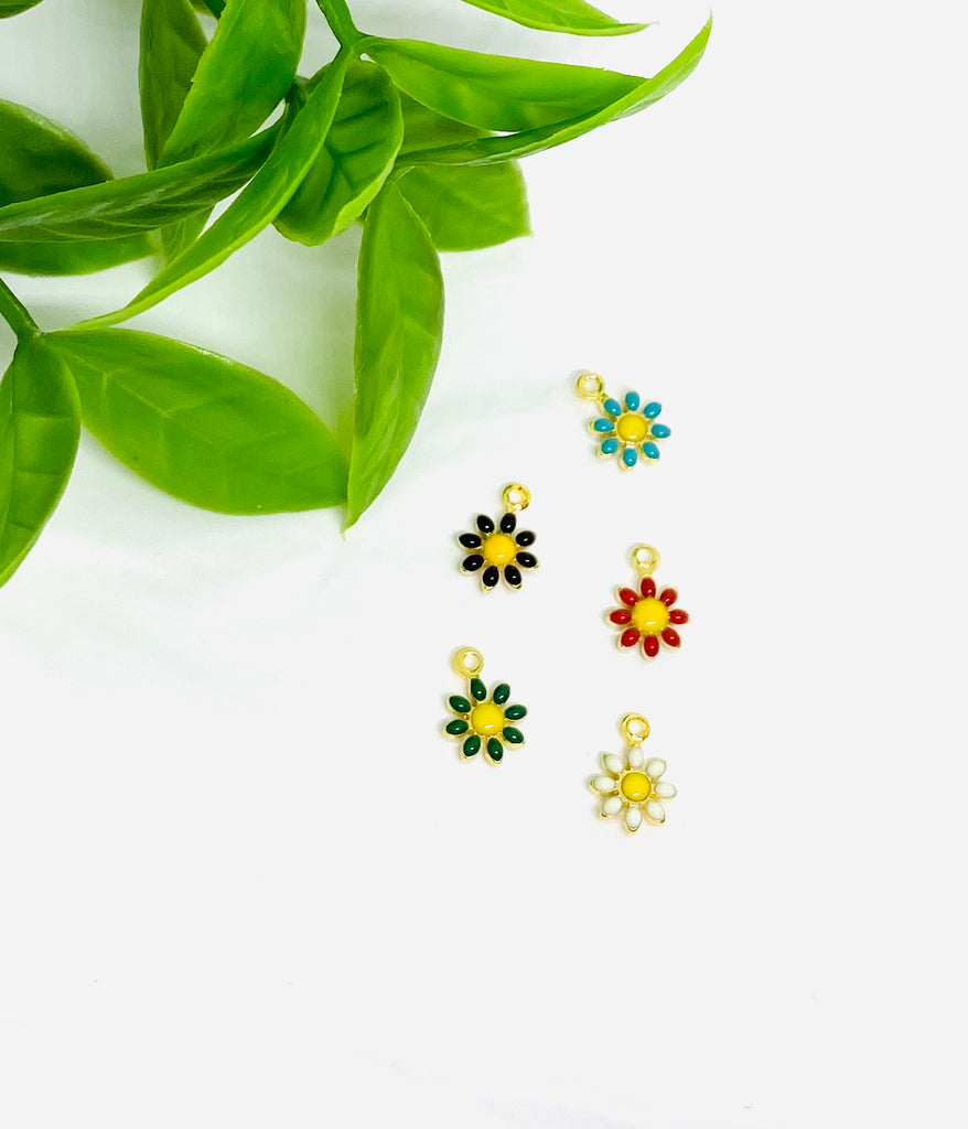 Small Colored Flower Charm