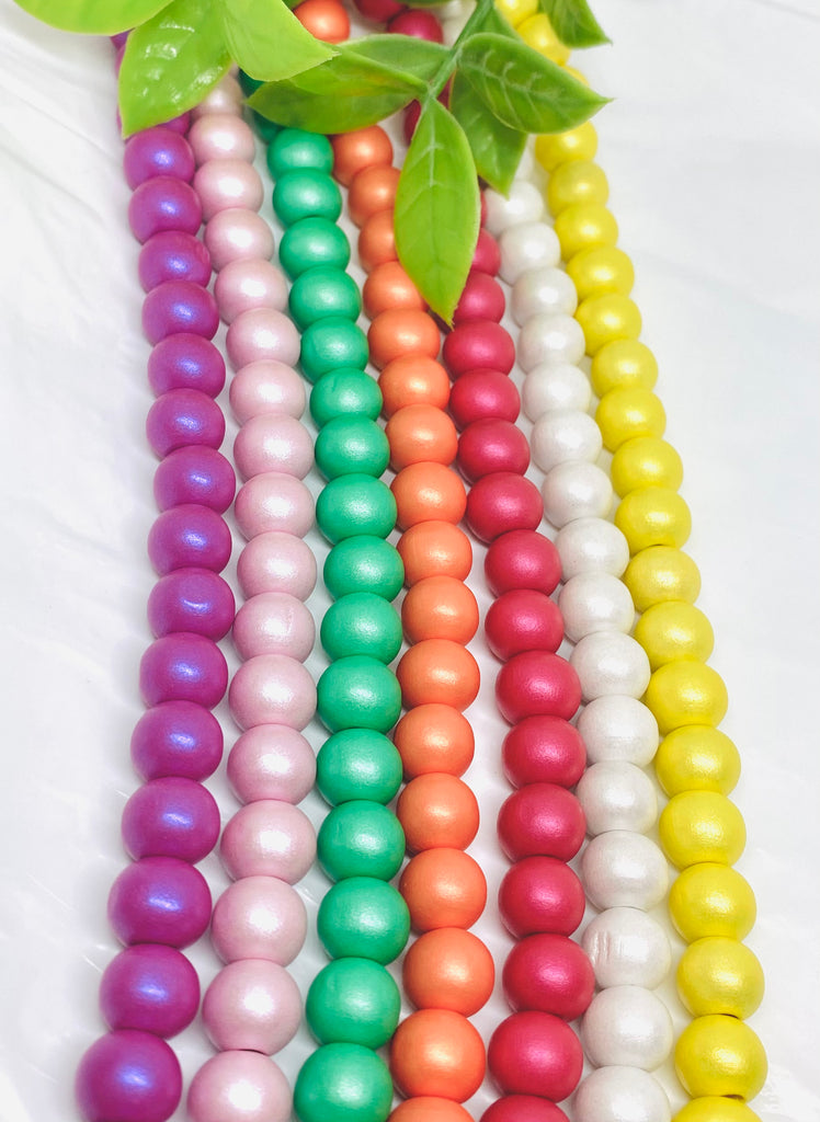 Colorful Metallic Wood Beads