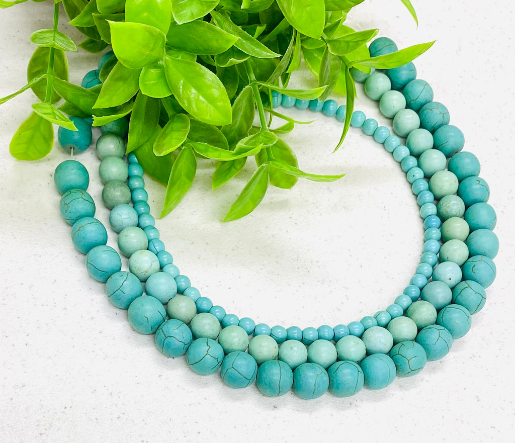 Round Blue Green Magnesite Beads