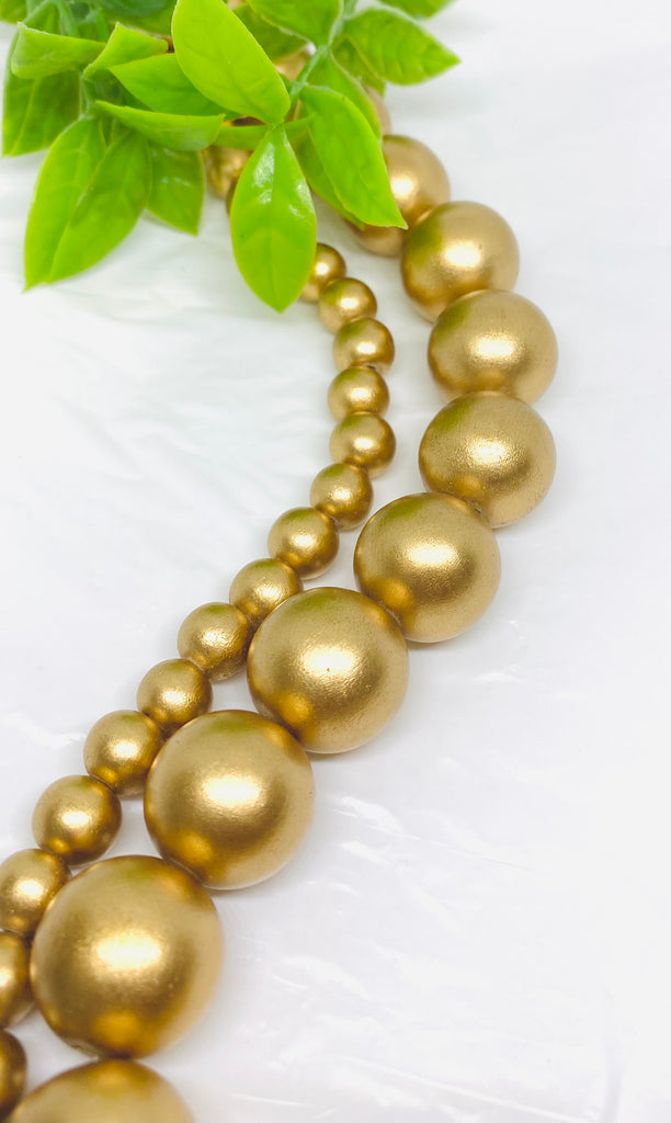 Metallic Gold Wood Beads