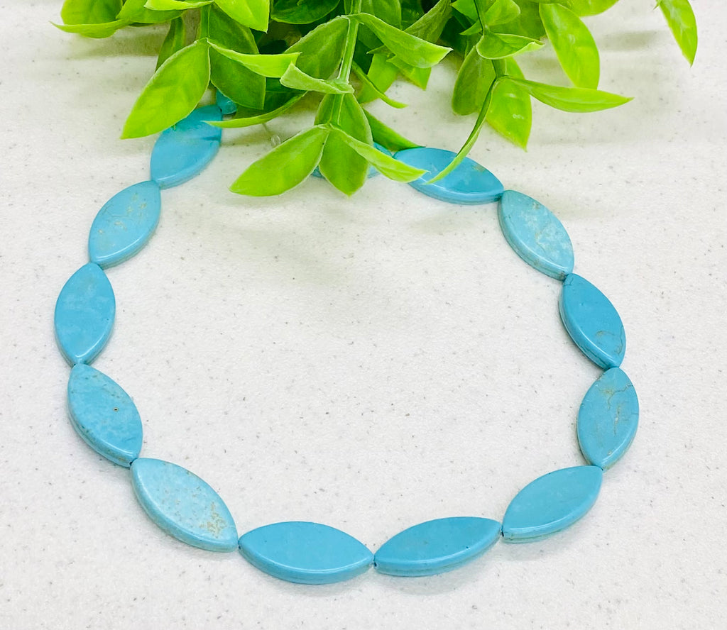 Blue Green Eye Shape Diamond Magnesite Beads