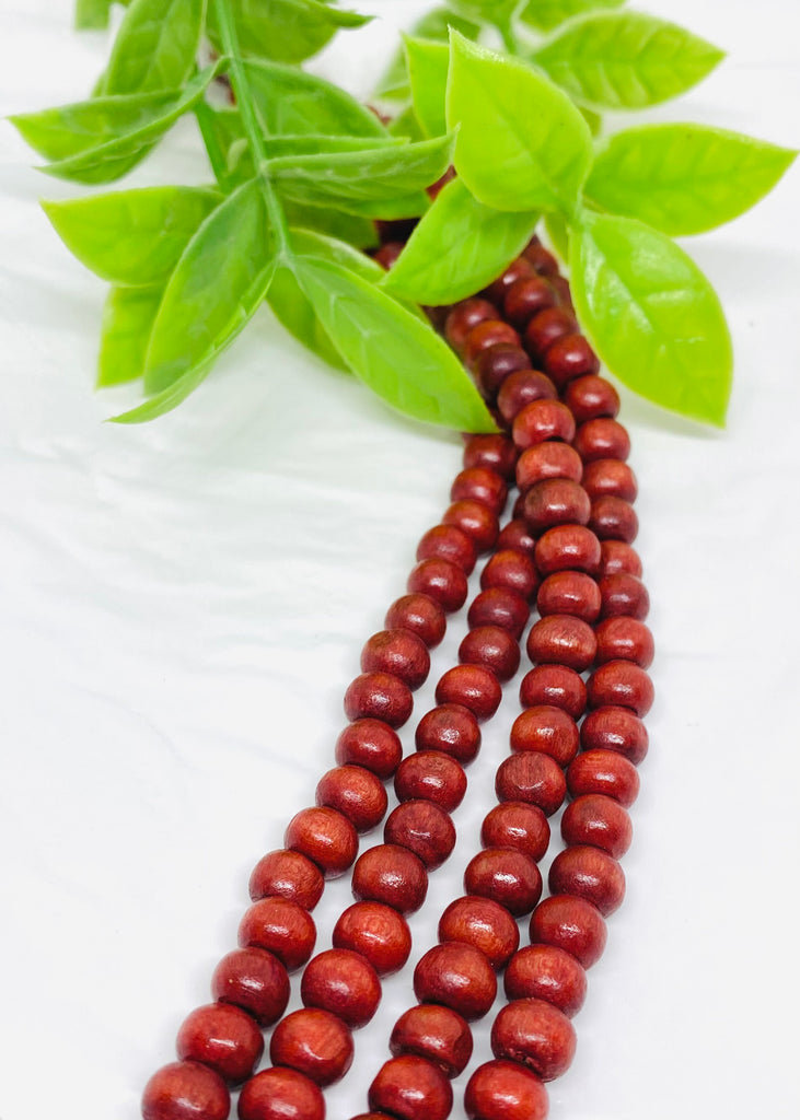 Red Stain Wood Beads