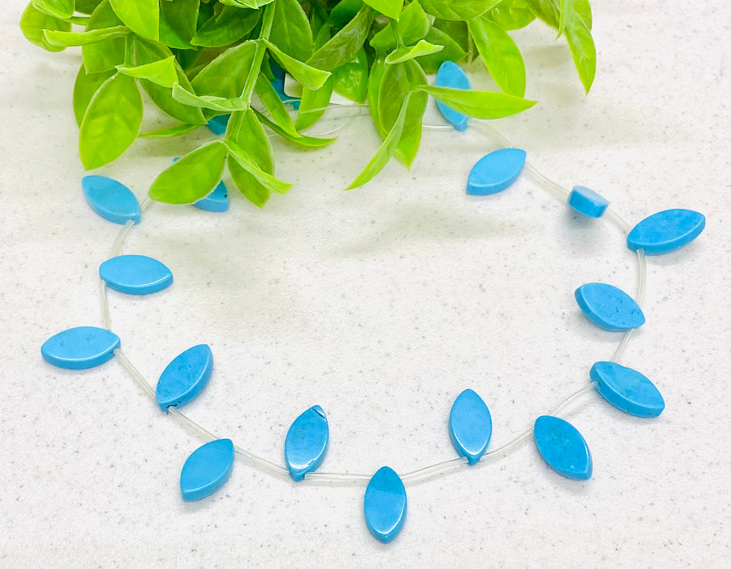 Blue Leaf Drop Magnesite Beads