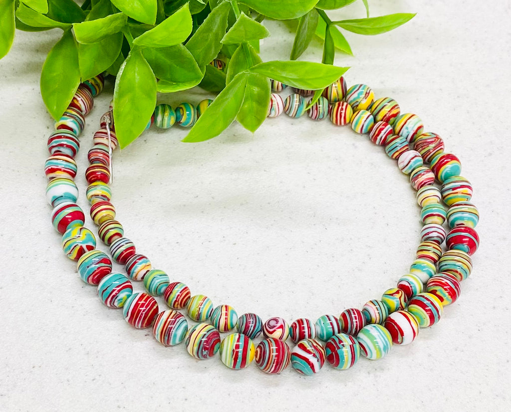 Multicolor Malachite Round Beads